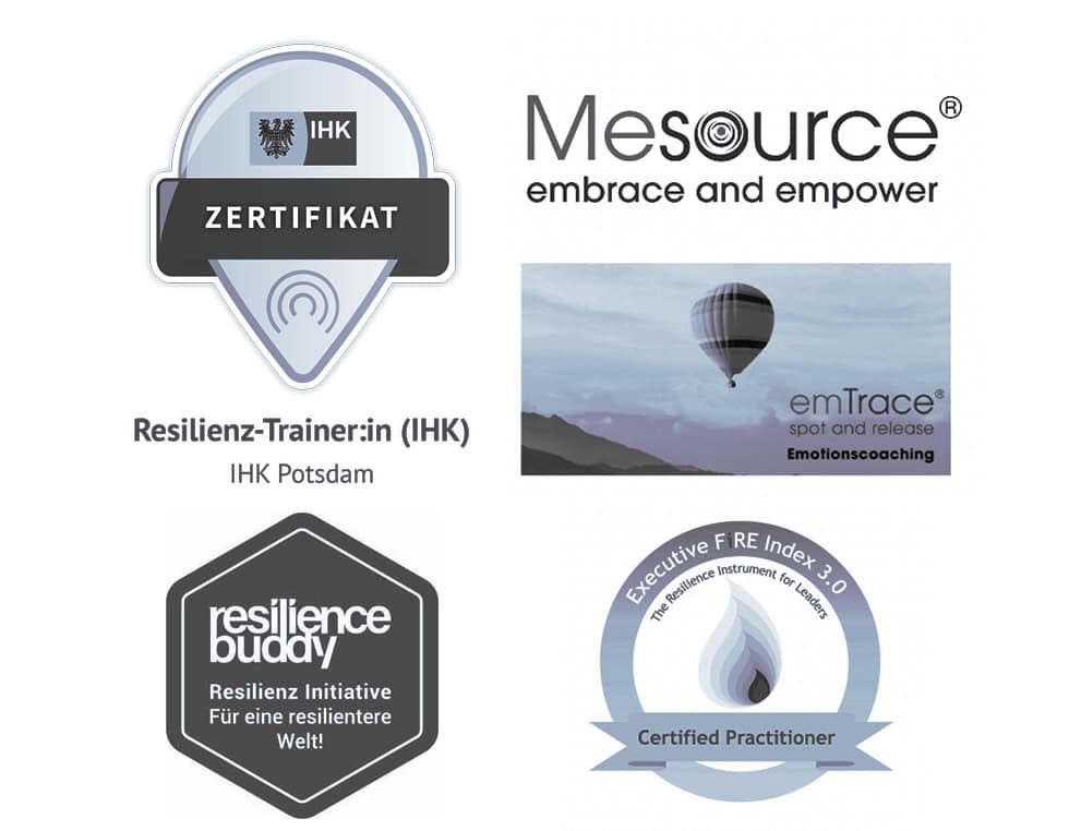 Qualifikationen von Thomas Loch: Resilienz-Trainer IHK, MeSource, emTrace Emotionscoaching, KI-assistierter Coach und resilience buddy